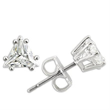 Load image into Gallery viewer, Silver Studs 925 Sterling Earrings Rhodium Women AAA Grade CZ Clear Triangle (6mm)