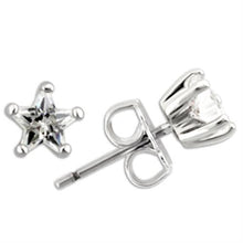 Load image into Gallery viewer, Silver Studs 925 Sterling Earrings Star Rhodium Women AAA Grade CZ Clear Triangle (5mm)