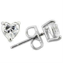 Load image into Gallery viewer, Silver Studs 925 Sterling Earrings Rhodium Women AAA Grade CZ Clear Heart (6mm)
