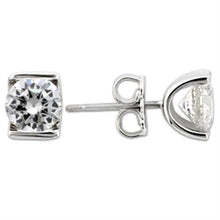 Load image into Gallery viewer, Silver Studs 925 Sterling Earrings Rhodium Women AAA Grade CZ Clear (6.0 mm)