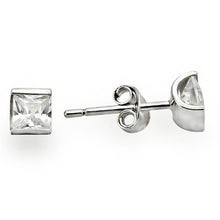 Load image into Gallery viewer, Silver Studs 925 Sterling Princess Cut Earrings  Rhodium Women AAA - CZ (5 mm)