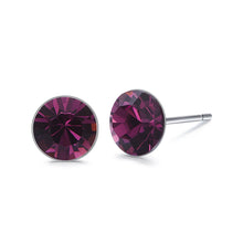 Load image into Gallery viewer, Silver Studs 6 mm Made with Amethyst Crystals From SWAROVSKI(R)-Amethyst