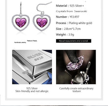 Load image into Gallery viewer, 925 Sterling Silver Heart Earrings Made with Crystal From Swarovski(R) Rose