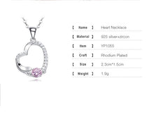 Load image into Gallery viewer, 925 Sterling Silver Heart Pendant Made with AAA-Zircon