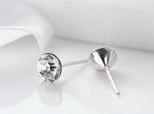 Load image into Gallery viewer, Silver Studs 6 mm Made with Crystals From SWAROVSKI(R) Crystal