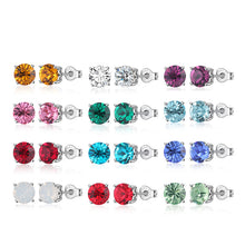 Load image into Gallery viewer, Silver Studs 6 mm Made with Crystals From SWAROVSKI(R)-Sapphire