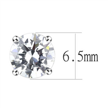 Load image into Gallery viewer, Studs Brass Earrings Rhodium Women AAA Grade CZ Clear (1.5 CT) (6.5 mm)