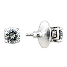 Load image into Gallery viewer, Studs Brass Studs Earrings Rhodium Women AAA Grade CZ Clear (5mm)