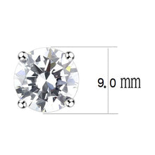Load image into Gallery viewer, Studs Brass Earrings Rhodium Women AAA Grade CZ Clear (9mm)-2 ct