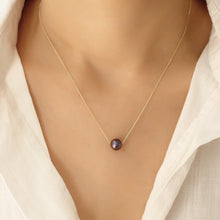 Load image into Gallery viewer, 925 Sterling Silver Necklace Floating Black Pearl