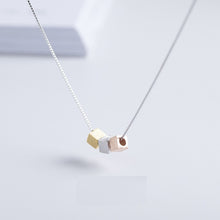 Load image into Gallery viewer, 925 Sterling Silver 3 colors Puffy Cubes Necklace Rhodium