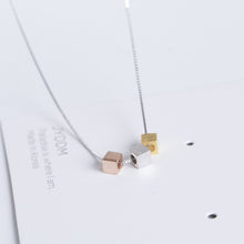 Load image into Gallery viewer, 925 Sterling Silver 3 colors Puffy Cubes Necklace Rhodium