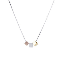 Load image into Gallery viewer, 925 Sterling Silver 3 colors Puffy Cubes Necklace Rhodium
