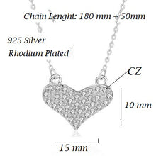 Charger l'image dans la galerie, 925 Sterling Silver Heart Necklace Rhodium CZ