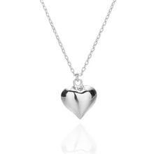 Charger l'image dans la galerie, 925 Sterling Silver Puffy Heart Necklace Rhodium