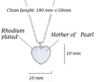 Charger l'image dans la galerie, 925 Sterling Silver Heart Necklace Rhodium Mother of pearl