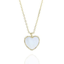 Charger l'image dans la galerie, 925 Sterling Silver Heart Necklace Rhodium Mother of pearl