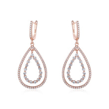 Load image into Gallery viewer, Silver 925 Yellow/Rose-Drop Earrings Made with AAA-Zircon Round stones