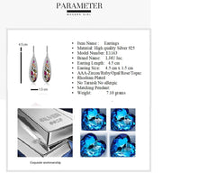 Load image into Gallery viewer, Silver 925 Drop Earrings Made with AAA-Zircon Round stones/Topaz