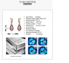 Load image into Gallery viewer, Silver 925 Yellow/Rose-Drop Earrings Made with AAA-Zircon Round stones/Onyx