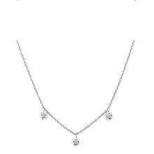 Load image into Gallery viewer, 925 Sterling Silver Dangling Three Stones Bezel setting Necklace