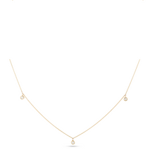 Load image into Gallery viewer, 925 Sterling Silver Dangling Three Stones Bezel setting Necklace in Yellow