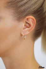 Charger l'image dans la galerie, 10K YELLOW GOLD CLASSIC SHINY POLISHED ROUND HOOP EARRINGS, 2mm TUBE Size 20 mm