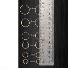 Charger l'image dans la galerie, 10K YELLOW GOLD CLASSIC SHINY POLISHED ROUND HOOP EARRINGS, 2mm TUBE Size 20 mm