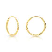 Charger l'image dans la galerie, 10K YELLOW GOLD ROUND ENDLESS HOOP EARRINGS, 10 mm