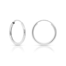 Charger l'image dans la galerie, 10K WHITE GOLD ROUND ENDLESS HOOP EARRINGS, 14 mm
