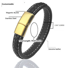 Load image into Gallery viewer, Fancy Stainless steel & Genuine Leather Bracelet