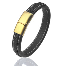 Load image into Gallery viewer, Fancy Stainless steel & Genuine Leather Bracelet