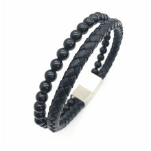 Load image into Gallery viewer, Fancy Stainless steel & Genuine Leather Bracelet