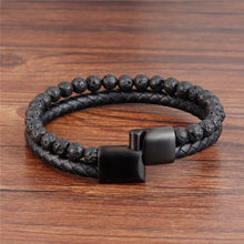 Load image into Gallery viewer, Fancy Stainless steel & Genuine Leather Bracelet