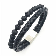 Load image into Gallery viewer, Fancy Stainless steel & Genuine Leather Bracelet