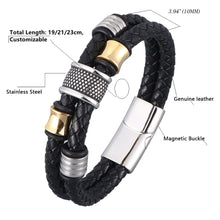 Load image into Gallery viewer, Fancy Stainless steel & Genuine Leather Bracelet