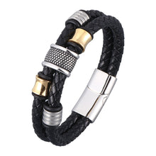 Load image into Gallery viewer, Fancy Stainless steel & Genuine Leather Bracelet