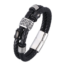 Load image into Gallery viewer, Fancy Stainless steel & Genuine Leather Bracelet