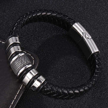 Load image into Gallery viewer, Fancy Stainless steel & Genuine Leather Bracelet