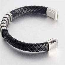 Load image into Gallery viewer, Fancy Stainless steel & Genuine Leather Bracelet