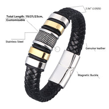 Load image into Gallery viewer, Fancy Stainless steel & Genuine Leather Bracelet