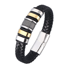 Load image into Gallery viewer, Fancy Stainless steel & Genuine Leather Bracelet