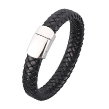 Load image into Gallery viewer, Fancy Stainless steel & Genuine Leather Bracelet