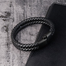 Load image into Gallery viewer, Fancy Stainless steel & Genuine Leather Bracelet