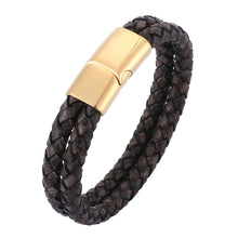 Load image into Gallery viewer, Fancy Stainless steel & Genuine Leather Bracelet