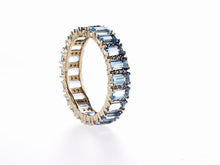 Charger l'image dans la galerie, BLUE TOPAZ EMERALD CUT ETERNITY RING 14K Gold