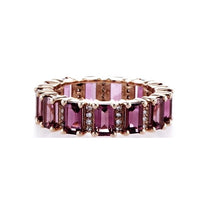 Load image into Gallery viewer, PINK TOURMALINE EMERALD CUT ETERNITY RING 14K Gold