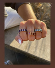 Load image into Gallery viewer, PINK TOURMALINE EMERALD CUT ETERNITY RING 14K Gold