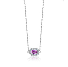 Charger l'image dans la galerie, PINK SAPPHIRE HALO DIAMOND NECKLACE (0.30CTW) 14K Gold