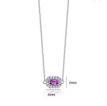 Charger l'image dans la galerie, PINK SAPPHIRE HALO DIAMOND NECKLACE (0.30CTW) 14K Gold